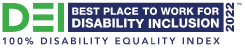 DEI Best Place to Work for Disability Inclusion 2022 100% Disability Equality Index Logo